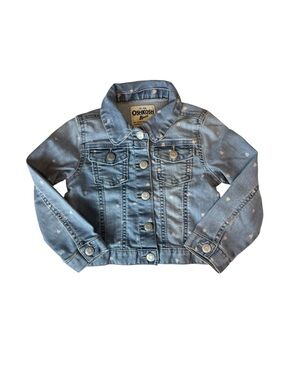 OshKosh B'gosh Light Blue Denim Jean Jacket with Hearts size 3T Toddler